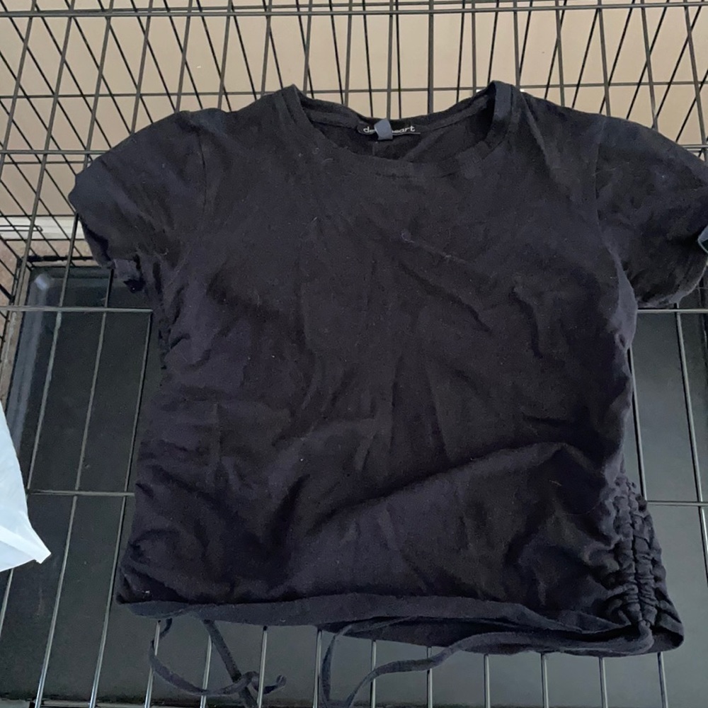 black (side tied) cropped shirt